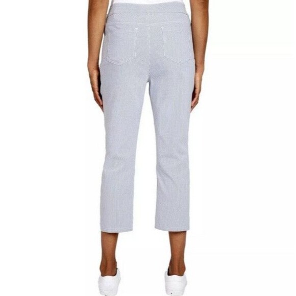 NWT Mario Serrani Pull-On Capri Pants Navy/Ivory Striped  Size XL - Picture 2 of 3